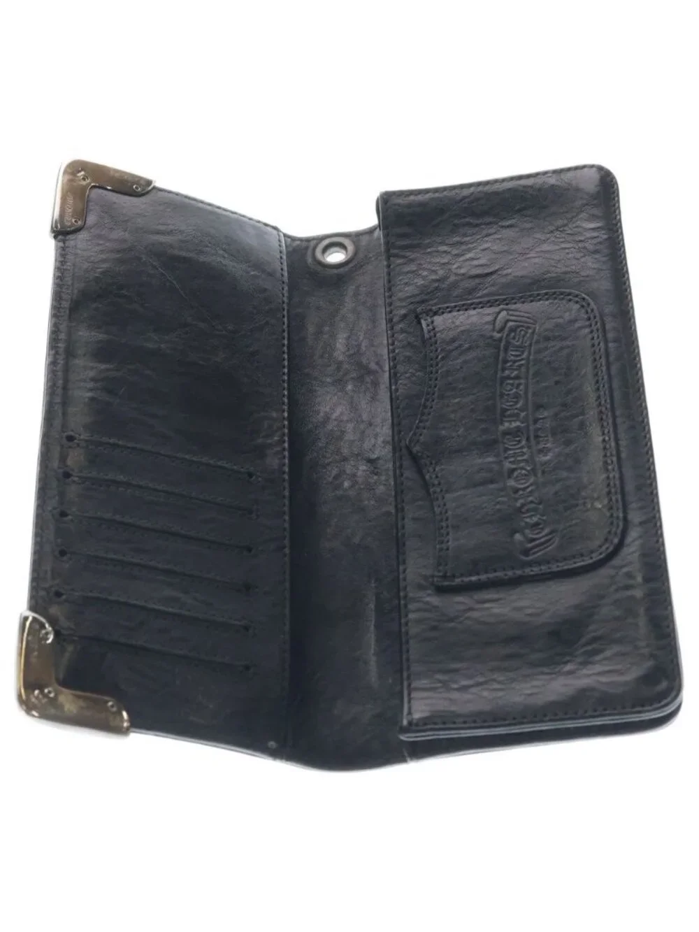 Chrome Hearts Lng Sngl Fld Tips Single Fold Leather Wallet Black